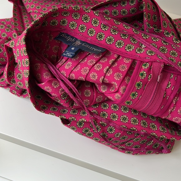 Vintage 80's Ralph Lauren 100% Wool Midi Pleated Medallion Skirt Pink Size 6 USA - Picture 7 of 12